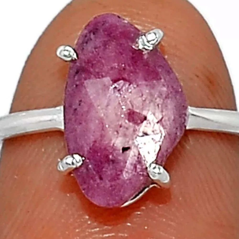 Genuine faceted pink sapphire sterling silver rings size 6.5 or 7.5 - Picture 4 of 4